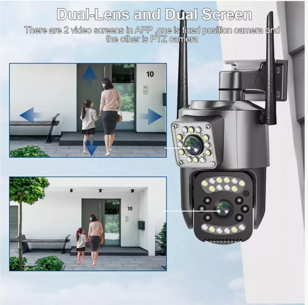 💕 Camara de seguridad exterior doble lente