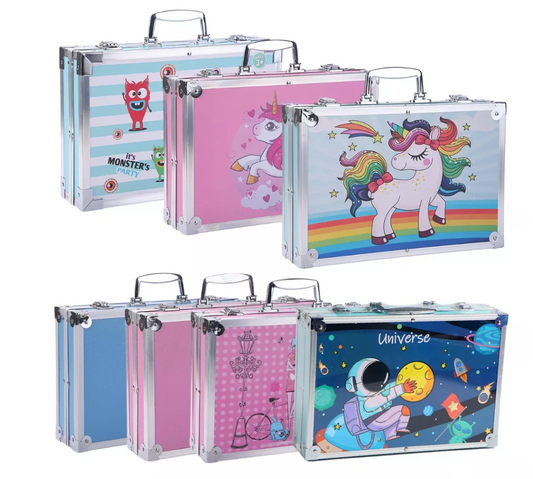 🧺 Set Kit Creativo Arte Dibujo Maleta Metálica X 145pcs
